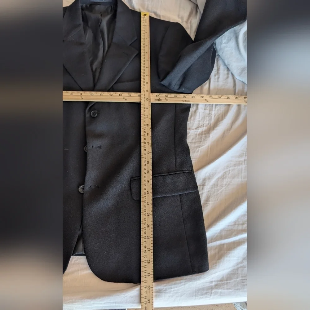 Andrea Da Cossato Biella Italy men's 38 Small 3 Button Black 100% Wool Blazer
